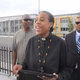 The Rev. Karen Crozier is flanked by Fresno, Calif., community leaders who protested the hiring of a white cultural-studies teacher.
Fresno Bee Screenshot